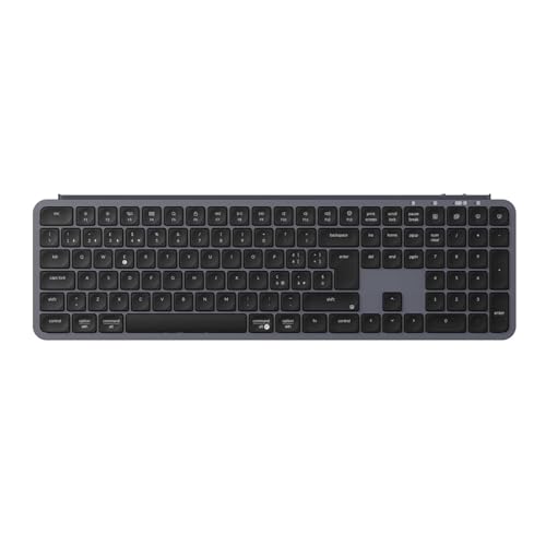 Keychron Clavier sans Fil B6 Pro Ultra Fin Full Size Layout Italien ISO QWERTY, configurable ZMK, Touches en PBT, 3 Modes 2,4 GHz Bluetooth Filaire, Compatible Win Mac Linux, Gris sidéral
