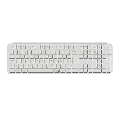 Keychron Clavier sans Fil B6 Pro Ultra Fin Full Size Layout Italien ISO QWERTY, configurable ZMK, Touches PBT, 3 Modes 2,4 GHz Bluetooth Filaire, Compatible Win Mac Linux, Blanc Ivoire