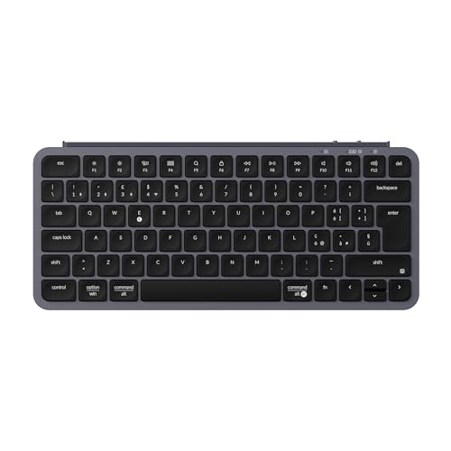 Keychron Clavier sans fil B1 Pro ultra slim 75 disposition italienne ISO QWERTY, configurable ZMK, tase en PBT, 3 modes 2,4 GHz Bluetooth filaire, compatible avec Windows Mac, gris sidéral