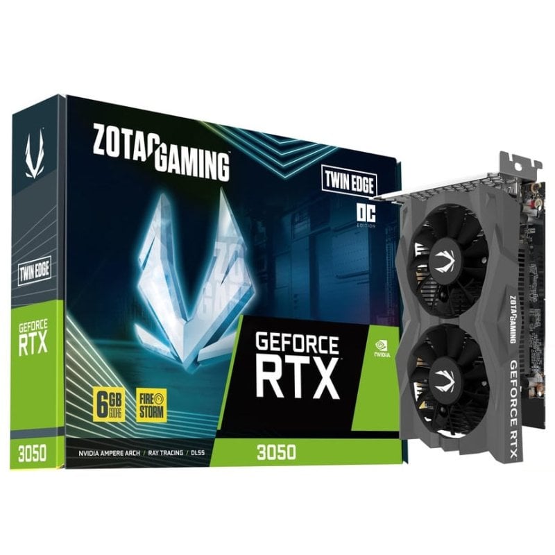 Zotac ZOTAC GAMING GEFORCE RTX 3050 6 Go TWIN EDGE OC GDDR6, 96 bits, 1477 14000, HDCP, trois DP, HDMI, Pack Lite