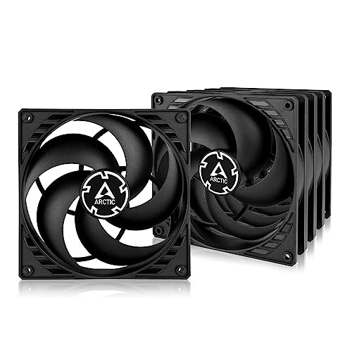 ARCTIC P14 PWM PST (5 Pièces) - Ventilateur PC, 140 mm, Ventilateur Boitier Silencieux, Pression Statique Élevée, Fonction de Partage PST, 200-1700 rpm (0 rpm 5 ) - Noir