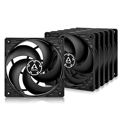 ARCTIC P12 PWM PST (5 Pièces) - Ventilateur PC, 120 mm, Ventilateur Boitier Silencieux, Pression Statique Élevée, Fonction de Partage PST, 200-1800 rpm (0 rpm 5 ) - Noir
