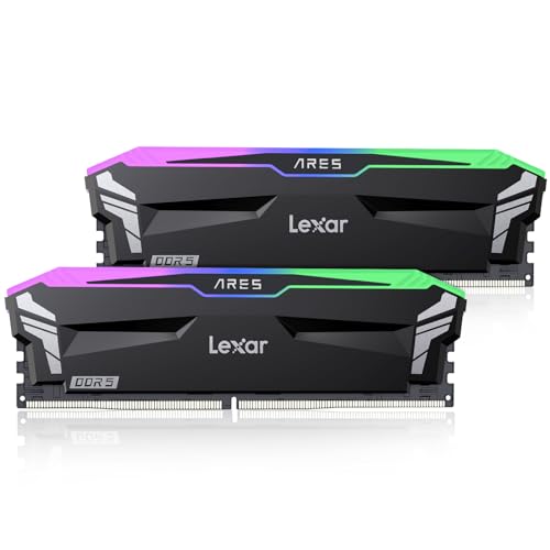 Lexar ARES RGB DDR5 RAM Kit 32Go (2x16Go) 6400 MHz, 288-Pin UDIMM PC Mémoire RAM, DRAM Mémoire pour XMP 3.0 AMD EXPO Haute Performance D'ordinateur de Jeu, CL32-38-38-76, 1.4V