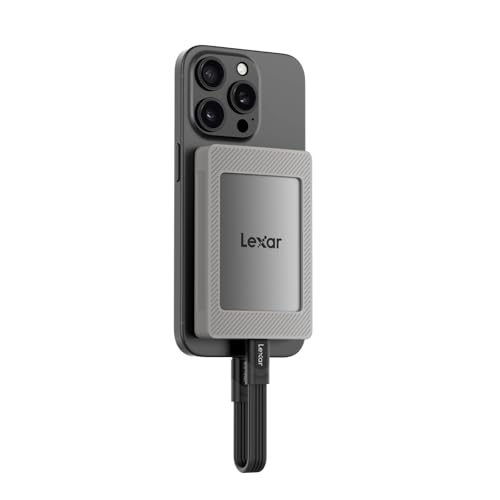 Lexar ES4 Portable SSD avec Aimant 1To, SSD Externe USB 3.2 Gen 2 jusqu'à 1 050 Mo s de Lecture et 1 000 Mo s de Vitesse, Compatible avec iPhone 15 16, PC et Mac