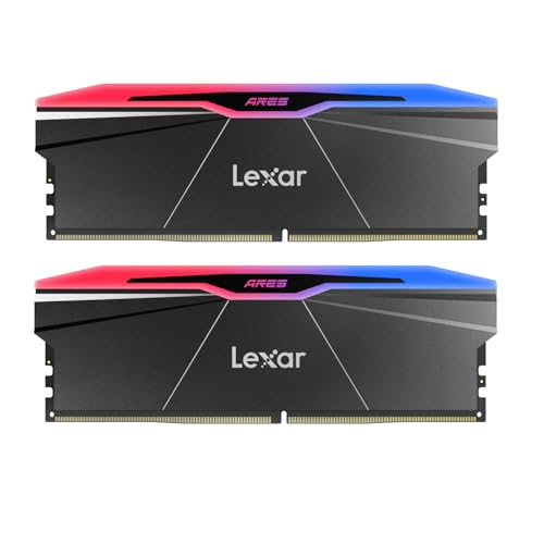 Lexar ARES Gen2 RGB DDR5 RAM Kit 32Go (2x16Go) 6000MHz CL28, 288-Pin UDIMM PC Mémoire RAM, Mémoire de Bureau pour Intel XMP 3.0, DRAM optimisée par SK hynix, CL28-36-36-68 1.4V
