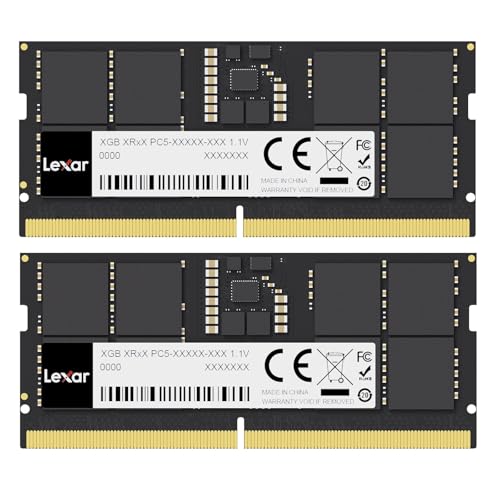 Lexar SODIMM 2x16Go DDR5 RAM 5600MHz, 262-Pin DDR5 SODIMM RAM pour Ordinateur Portable, mémoire Jeu DRAM pour Ordinateur Portable Mini-PC Intel NUC, 1.1V, CL46-45-45-90