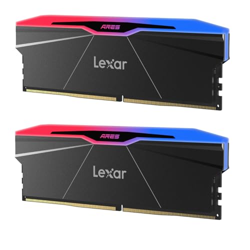 Lexar ARES Gen2 RGB DDR5 RAM Kit 32Go (2x16Go) 6400MHz CL30, 288-Pin UDIMM PC Mémoire RAM, Mémoire de Bureau, Mémoire Interne d'ordinateur Jeu PC pour Intel XMP 3.0 AMD EXPO CL30-38-38-76 1,4V