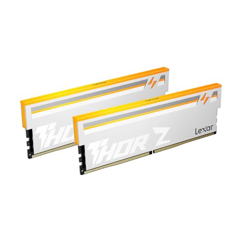 Lexar Thor Z Series RGB DDR5 RAM DDR5 32Go Kit (2x16Go) 6000 MHz, DRAM UDIMM 288-Pin PC Mémoire RAM de Bureau, Mémoire Ordinateur DDR5 Haute Performance pour Intel XMP 3.0 AMD Expo, 1.35V Argent