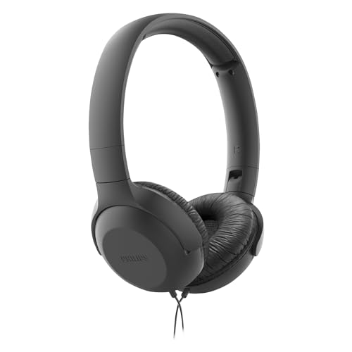 Philips UH201BK 00 Casque d'écoute avec câble (Pliable, Coussinets Souples, Micro, câble de 1, 2 mètre) Noir