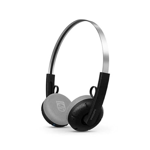 Philips Century TAH2000BK 00 Casque Audio sans Fil série 2000 « The Ringo » | Casque rétro Bluetooth 5.4 avec 26 Heures d'autonomie de Lecture, multipoint, Micro, Commandes Supra-Auriculaires et