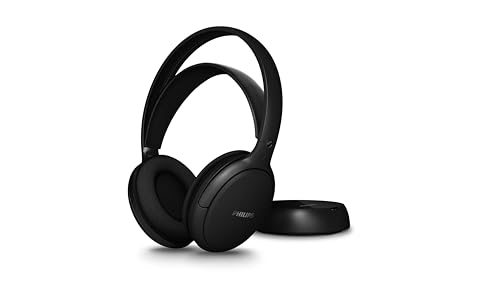 Philips SHC5000 Casque TV sans Fil avec 30 Heures de Lecture, portée de 30 m, Connexion numérique 2,4 G, Ajustement Confortable sur l'oreille, Batterie remplaçable, Son de Dialogue Clair - Noir