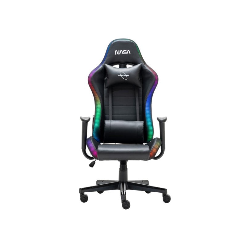 NASA Silla gaming NASA PIONEER negra con respaldo ajustable, reposabrazos y luces RGB