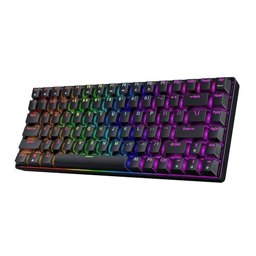 HK GAMING GK75 Clavier de jeu mécanique 75 v3, 84 touches multicolores RVB rétroéclairé pour joueur de PC Mac, disposition américaine (noir, vitesse mécanique)