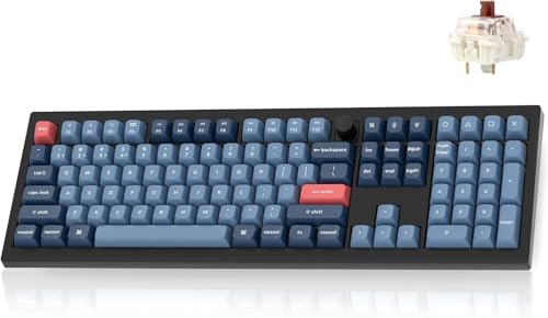 Keychron V6 Max Clavier mécanique sans Fil, 2.4 GHz Bluetooth USB-C RGB 3 Modes QMK Via Macro programmable, Hot-Swap PBT Keycaps pour Mac Windows Gateron Jupiter Brown