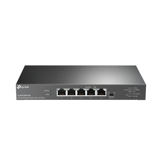 TP-Link Commutateur TP-Link 5 ports 2,5G PoE 123 W sans ventilateur, boîtier en acier Black
