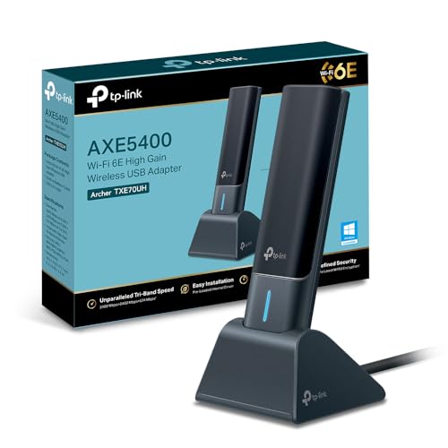 TP-Link Archer TXE70UH Clé USB Wi-FI 6E AXE5400 Tri-Bande, USB 3.0, Antennes Haut Gain, Ultra Faible Latence, WPA3, Compatible PC Windows 11 10