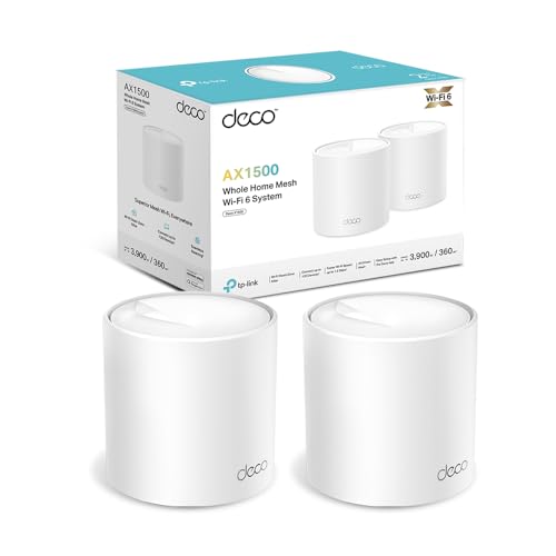 TP-Link Deco WiFi 6 Mesh AX1500Mbps Deco X1500(2-Pack), Système WiFi 6 pour Toute la Maison, Couverture de 360㎡, Installation Facile, Contrôle Parental, Compatible avec Toutes Les Box Fibre