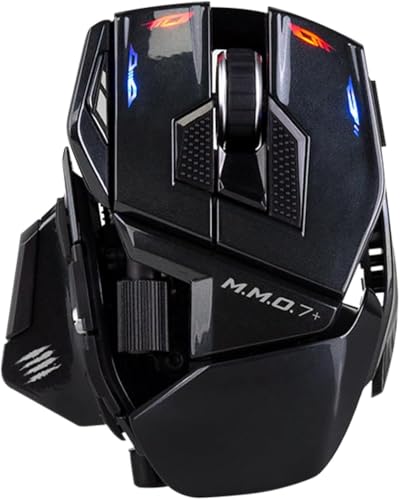 MAD CATZ M.M.O. 7 Souris Gaming MMO Filaire sans Fil – 21 Entrées Programmables Bouton 5D Shift Mode x2 5 Profils Capteur PixArt 3395 26 000 DPI – Ergonomique Droitier (M.M.O. 7 Wireless)