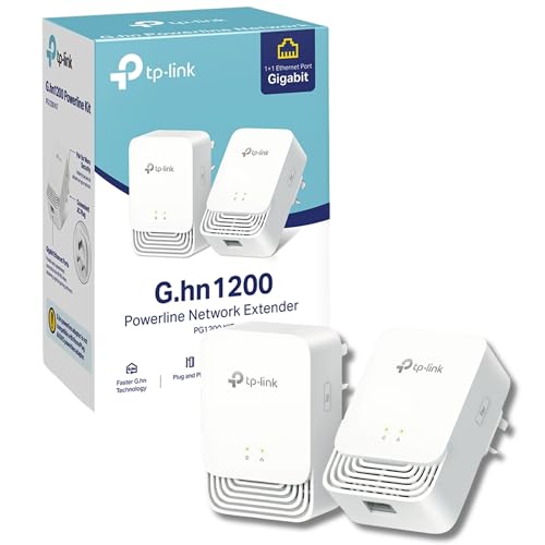 TP-Link PG1200 Kit Advanced Protocol G.hn 1200Mbps Powerline Kit Adaptateur Kit, 1 1 Port Gigabit Ethernet, économie d'énergie, Powerline WiFi Extender, ne Fonctionne Pas avec HomePlug AV AV2, 8K