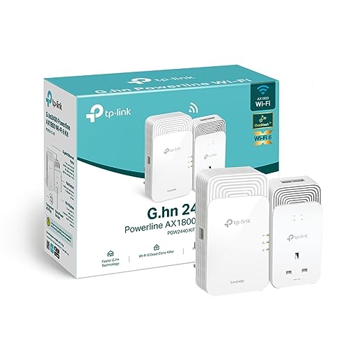 TP-Link Kit PGW2440 Avancé Adaptateur Powerline G.hn 2400 Mbps Boosteur Internet WiFi 6 1800 Mbps, Alimentation Supplémentaire, 2 1 Ports Gigabit Ethernet, Streaming et Jeux 8K