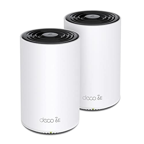 TP-Link Deco WiFi 6E Mesh AXE5400Mbps Tri-bande Deco XE75 Pro(2-pack), Couverture de 500㎡, WPA3, 1 port 2.5G, 2 ports Gigabit, idéal pour grandes maisons, Profitez au maximum de votre abonnement Fibre
