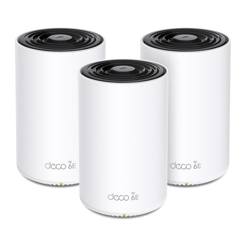 TP-Link Deco WiFi 6E Mesh AXE5400Mbps Tri-bande Deco XE75 Pro(3-pack), Couverture de 670㎡, WPA3, 1 port 2.5G, 2 ports Gigabit, idéal pour grandes maisons, Profitez au maximum de votre abonnement Fibre