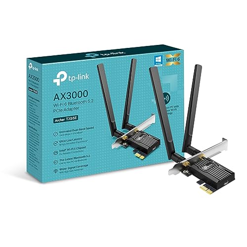 TP-Link AX3000 Adaptateur PCIe Double Bande Wi-FI 6 Bluetooth 5.2 avec Deux antennes, dissipateur Thermique spécialisé, 1024-QAM, Latence Ultra-Faible, chipset Intel® Wi-FI 6, Prend en Charge Windows