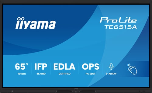 Iiyama Écran interactif iiyama TE6515A-B1AG 65 4K UHD IPS Tactile Android 14 Wi-Fi 6 Bluetooth