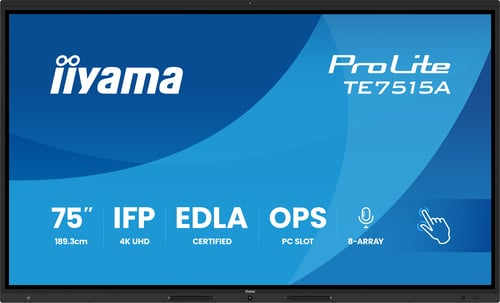 Iiyama Écran interactif iiyama TE7515A-B1AG 75 pouces IPS 4K UHD Android 14 Wi-Fi 6
