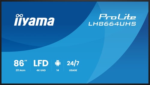 Iiyama Écran PC iiyama LH8664UHS-B3AG 85,6 Ultra HD 4K 60Hz IPS WiFi Android 24 7