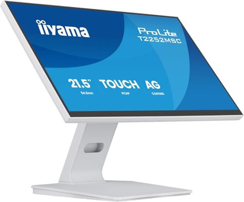 iiyama Prolite T2252MSC-W2AG Écran LED IPS 54,6 cm 21,5 Full HD 10 Points Multitouch capacitif DeepContrast PCAP HDMI DP USB3.2 7H Revêtement Anti-reflet et Anti-Traces de Doigts Blanc