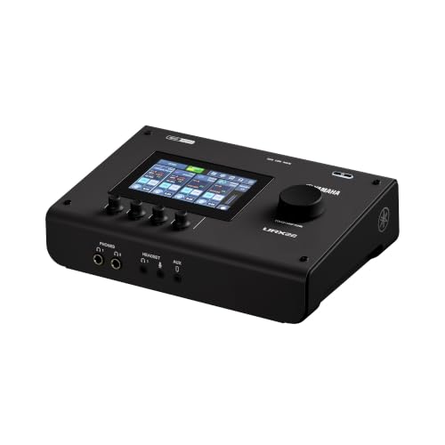 YAMAHA URX22 USB-C Interface Audio – Interface compacte 4 entrées 2 sorties, audio 32 bits 192 kHz, écran LCD tactile, mixage et effets DSP intégrés pour créateurs et musiciens – Noir