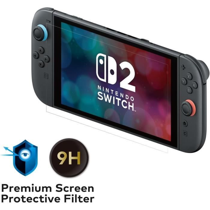 Protection decran verre trempe premium - HORI - Nintendo Switch 2 - Anti-lumiere Blue - Indice de durete 9 h