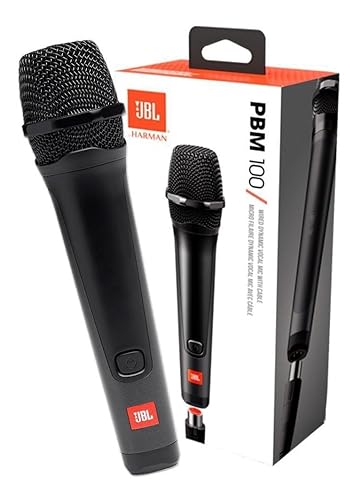 JBL PBM100 – Microphone Dynamique avec fil – Accessoire pour série JBL Partybox – Prise Jack – Supprime bruit ambiant – Noir
