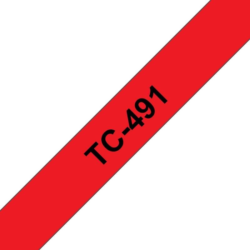 Brother Ruban Brother TC-491 Black sur Red 9 mm x 7,7 m pour étiqueteuses