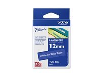 Brother Ruban Brother TZE-535 White sur Blue 12 mm x 8 m Laminé