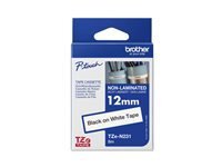 Brother Ruban Brother TZE-N231 Black sur White, 1,2 cm x 8 m, Compatibilité PT-200 à PT-9600