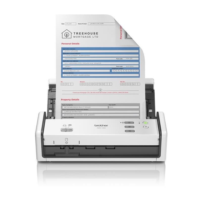 Brother Scanner Brother ADS-1300 duplex compact ADF 30 ppm USB LED White