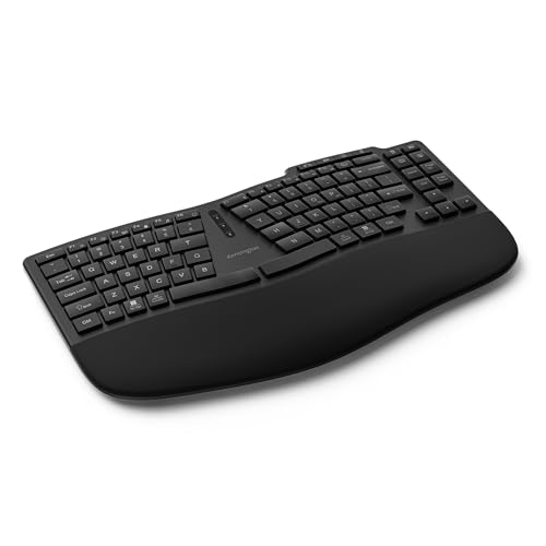 Kensington K75491ES - Clavier TKL Pro Fit Ergo KB675 EQ Rechargeable sans Fil 2,4 GHz, Bluetooth, Compatible avec Windows et macOS, composé de 45 de Plastique recyclé Post-consommation