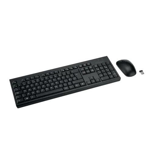 Kensington KM270 EQ Clavier sans fil rechargeable pleine taille et souris silencieuse ambidextre pour PC et ordinateur portable, 2,4 GHz et BT 5.0 sans fil, design anti-déversement – Disposition ISO