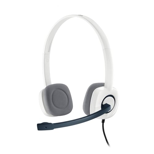 Logitech H150 Casque Filaire, Ecouteurs Stéréo avec Micro Rotatif Anti-Parasites, Double Fiche Jack 3,5mm, Contrôles Intégrés, PC Mac Portable - Blanc