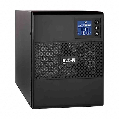 Eaton Onduleur 5SC 500 IEC Tour - Line-Interactive UPS - Puissance 500VA (4 Prises IEC 10A) - Régulation de Tension (AVR) - UPS avec Afficheur et Interface USB (Cable USB Inclus) - Noir (5SC500I)
