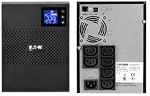 Eaton Onduleur 5SC 750 IEC Tour - Line-Interactive UPS - Puissance 750VA (6 Prises IEC 10A) - Régulation de Tension (AVR) - UPS avec Afficheur et Interface USB (Cable USB Inclus) - Noir (5SC750I)