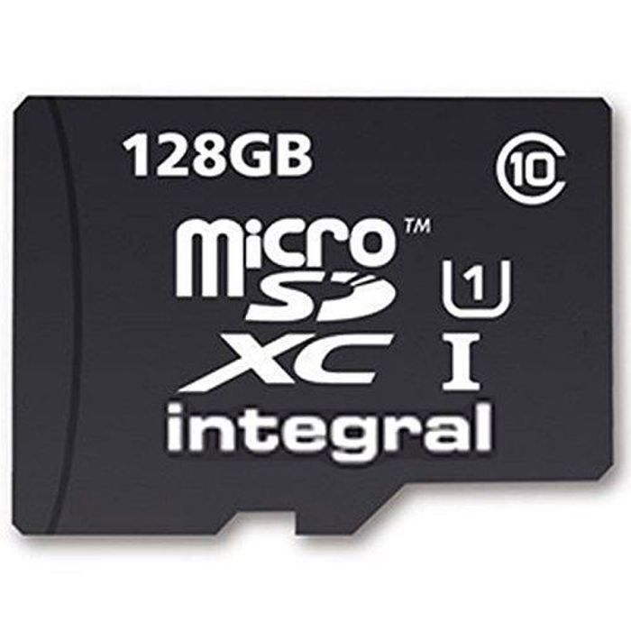 Carte Memoire INTEGRAL MicroSDXC 128 Go CL10 UHS 1 U1 90 MB-S Adaptateur SD