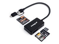 Integral 4en1 Lecteur de Carte Mémoire, USB 3.0 USB C Adaptateur pour microSD, SD, Compact Flash, MS Duo Pro - Compatible avec iPhone 15 16 Plus Pro Pro Max, MacBook Pro Air, iPad, PC, Smartphone