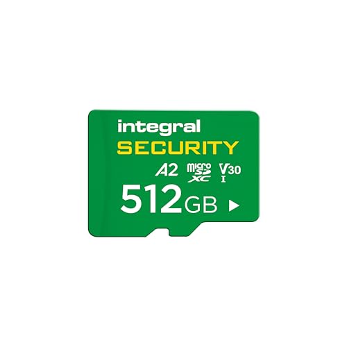 Integral Carte microSD Haute Endurance 512 GB - UHS-I, V30, U3, A2-4K pour vidéosurveillance, dashcams, sécurité Domestique - Jusqu’à 95 h d’Enregistrement en Boucle et 98 000 h en continu
