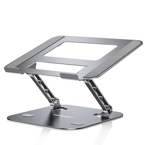 TECKNET Support Ordinateur Portable, Support PC Portable Ergonomique Rotatif à 180°, Laptop Stand Compatible avec MacBook Air, Pro, Dell Et Tous Les Ordinateurs Portables 10-17,3 Pouces - Gris