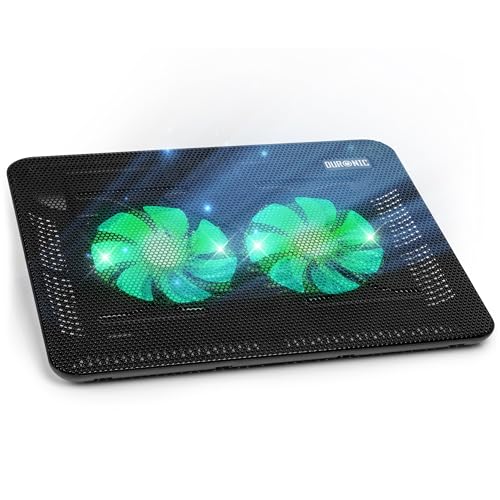 Duronic LC2 Refroidisseur Ordinateur Portable 2 Ventilateurs Tapis Refroidisseur pour Laptop Contre la surchauffe des appareils 2 Ports USB Hauteur Ajustable Contrôle de la température