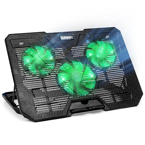 Duronic LC3 Refroidisseur Ordinateur Portable 3 Ventilateurs Tapis Refroidisseur pour Laptop Contre la surchauffe des appareils 2 Ports USB Hauteur Ajustable Contrôle de la température
