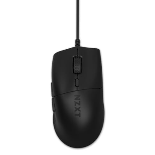 NZXT Lift 2 Ergo | Souris de Jeu Filaire légère et Ergonomique | Design léger de 61 g | Taux d'interrogation de 8K | Commutateurs optiques | Capteur Optique de 26 000 PPP | Pieds 100 PTFE | Noir